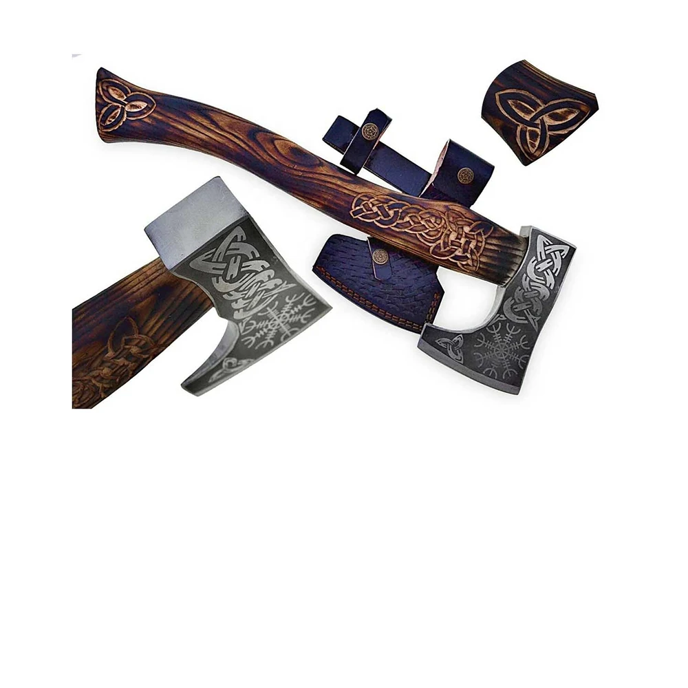 Топор из дамасской нержавеющей стали ручной работы на заказ с кожаным покрытием, оптовая продажа топоров для походов и кемпинга