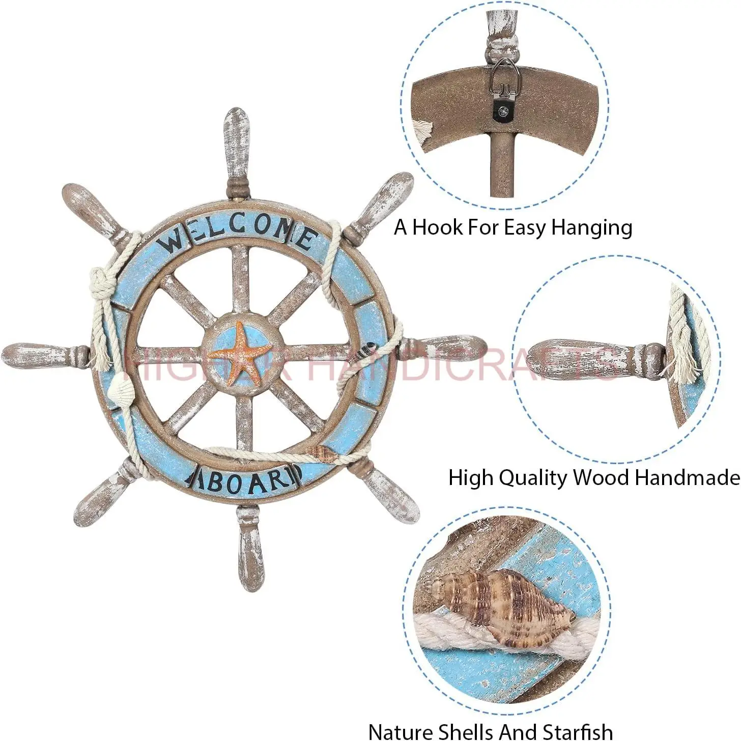 Medieval Replicas Wood Brass Ship Polystone Whee 18 Inch Wheel Boat Ornament Decorative Nautical Wheel with Six Spokes