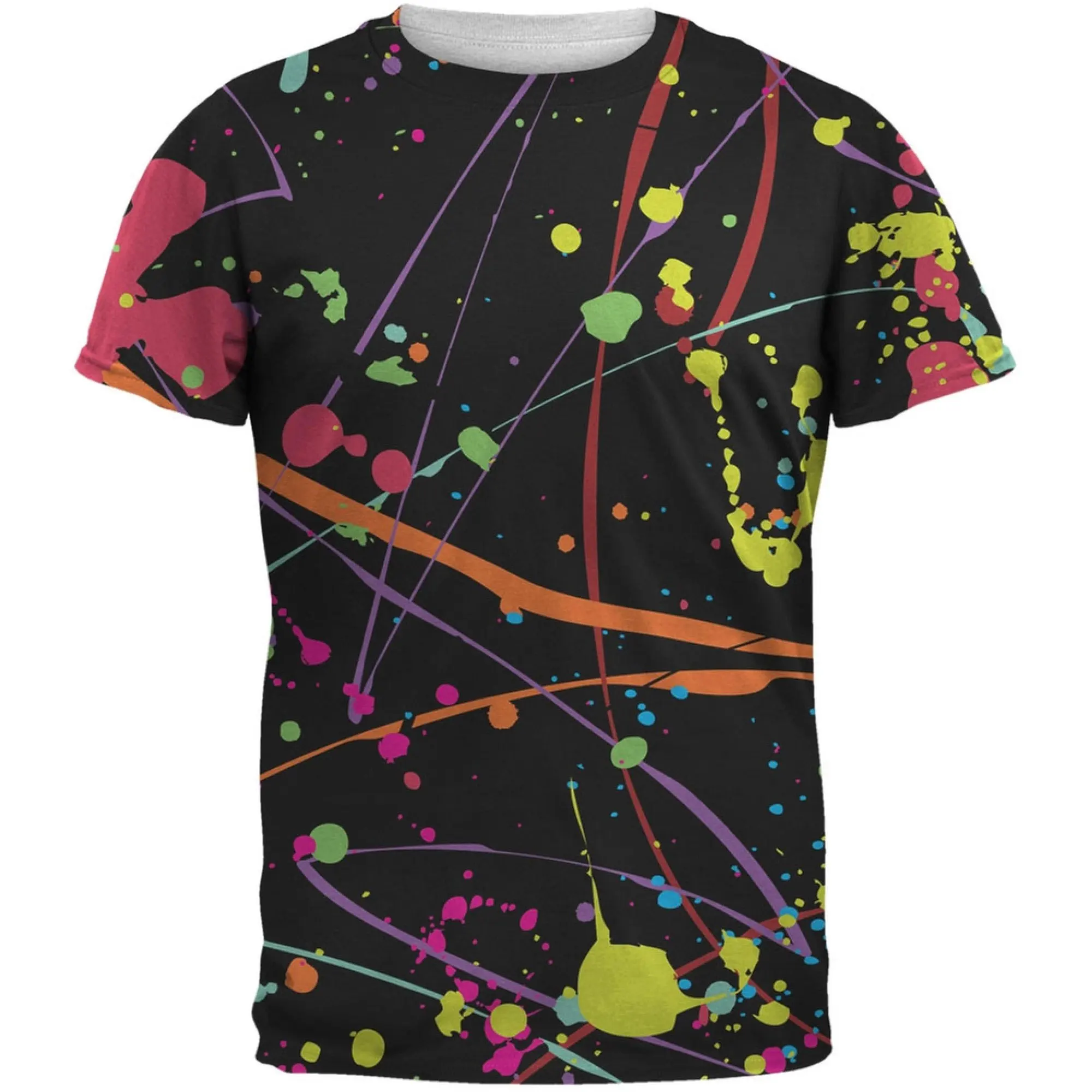 Wholesale Customized Splatter Paint Black All Over Adult T-Shirt sublimation tshirts