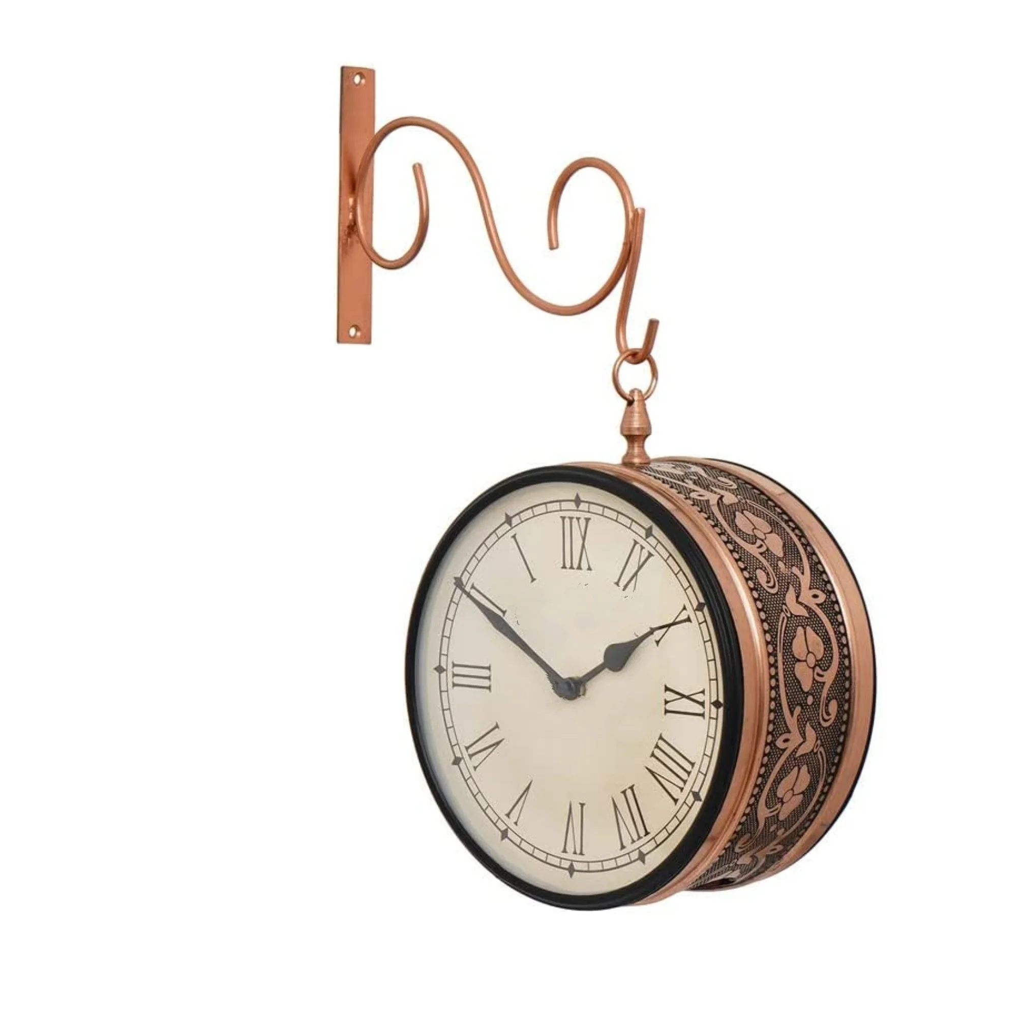 Best Quality Antique Copper Hanging Wall Clock with Double Sided Hanging Feature at Wholesale Prices For Export