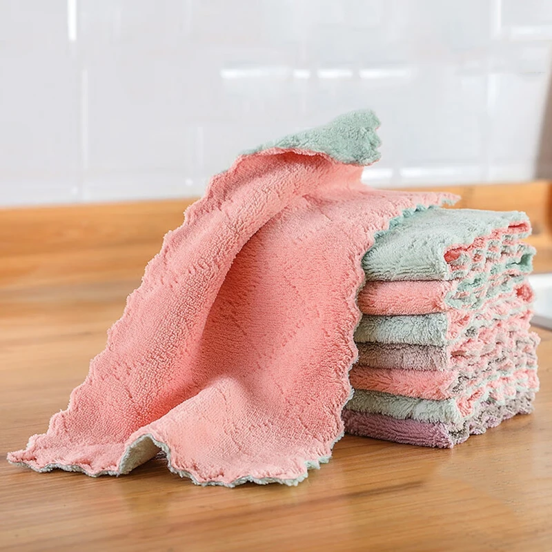Micro Fiber Cleaning Cloth Rags Water Absorp Non-Stick Oil Washing Kitchen Towel Cleaning Towels Tools Cleaning Wiping Tools