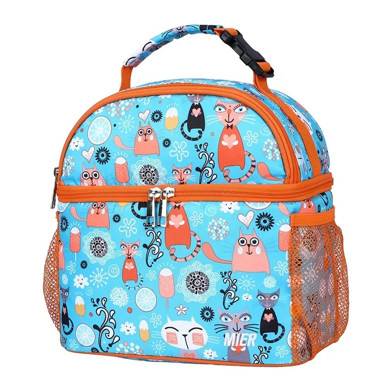 Heopono Child Teenage Solid Durable Double Decker Lunch Bag Waterproof Women Cute Large Cool Totes Insulated Lunch Bags