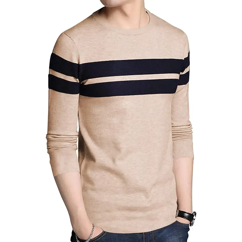 Custom Casual Streetwear Round Neck Printed Black 100% Cotton Blank Men Long Sleeve T Shirts