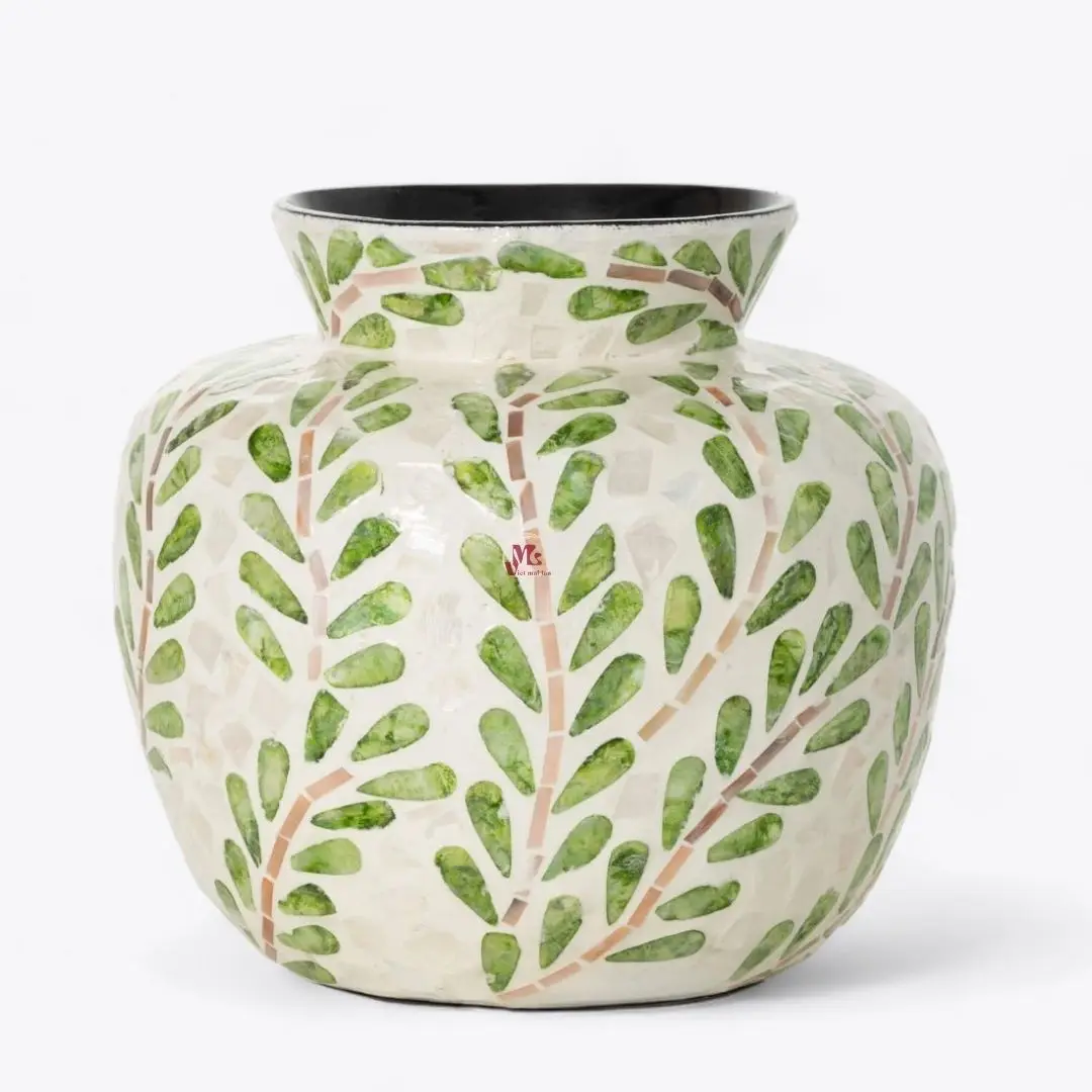Unique mother of pearl pots and flower vases newest design retro vase for household living room decoration