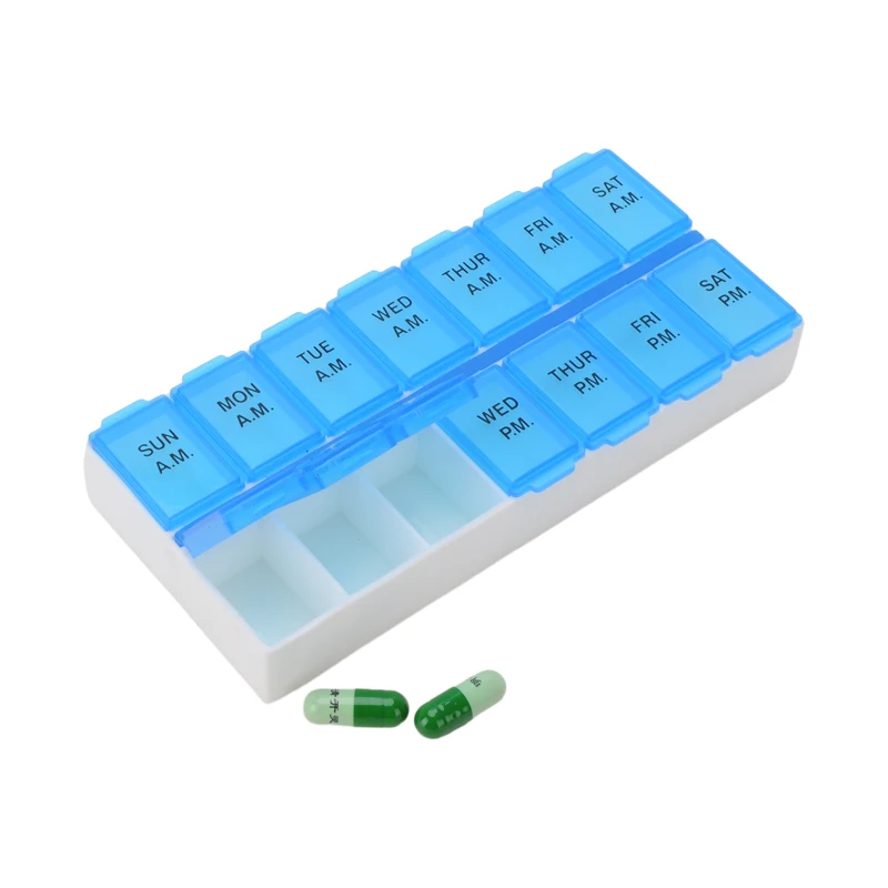 Weekly Pill Box am/pm Pill Organizer box for 7 Days 14 Compartments pill packaging box