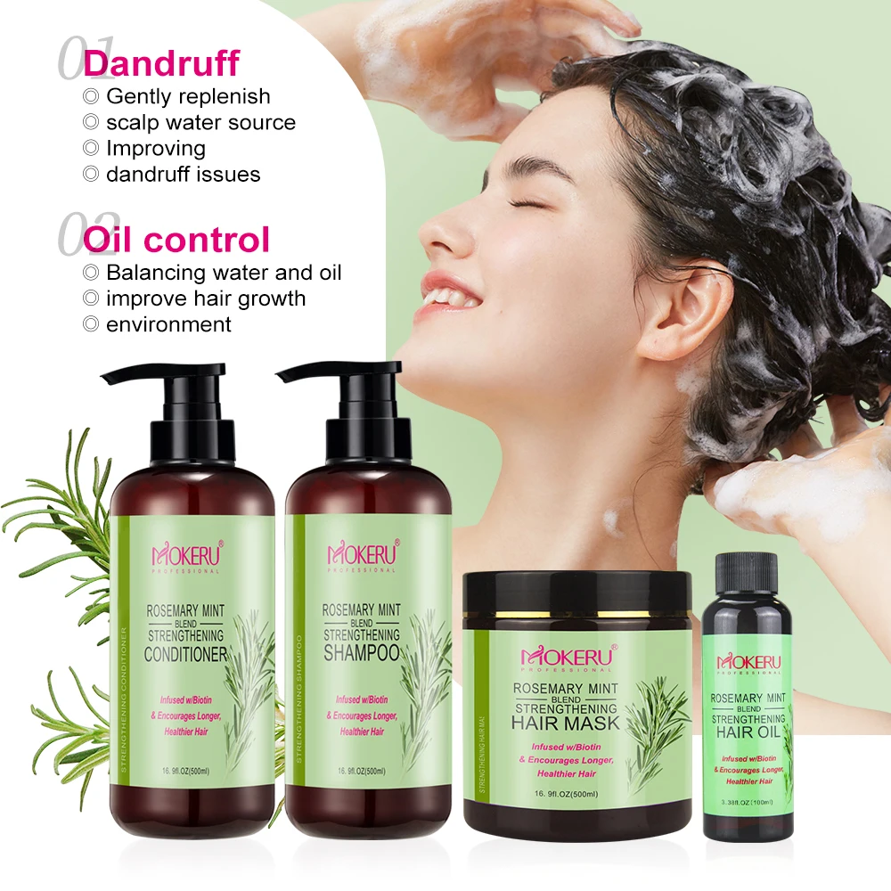 Natural Repaired Hair Care Sets Rosemary Mint Hair Treatment Shampoo And Conditioner Professional Hair Salon For Home Use