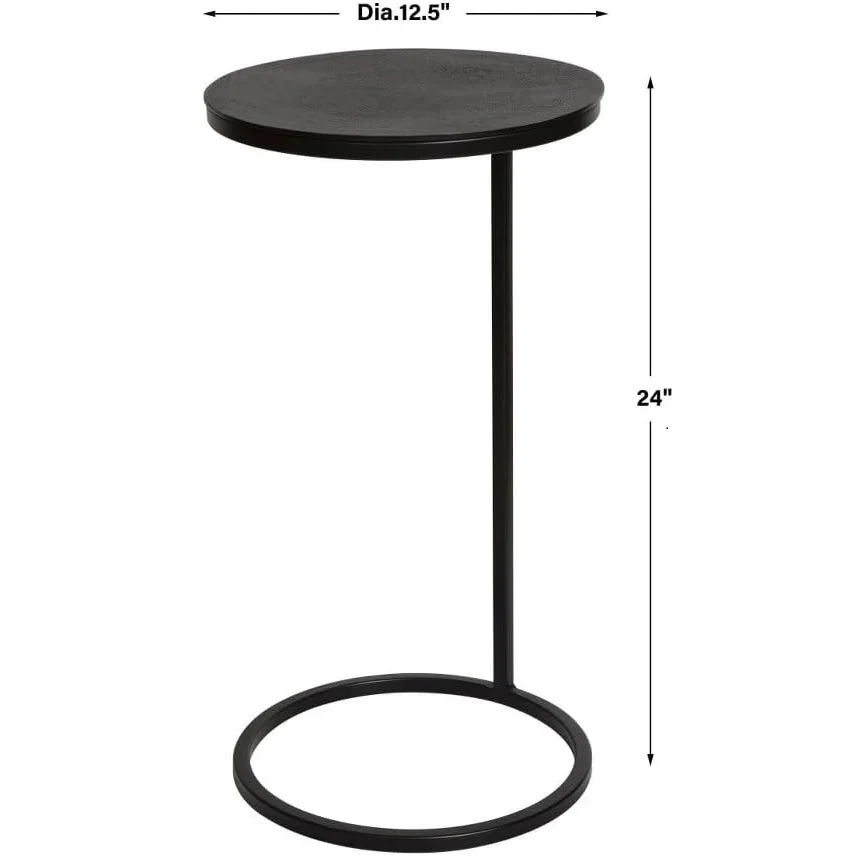 Round Accent Table  Coffee Table Black  luxury design Black Round Metal Table