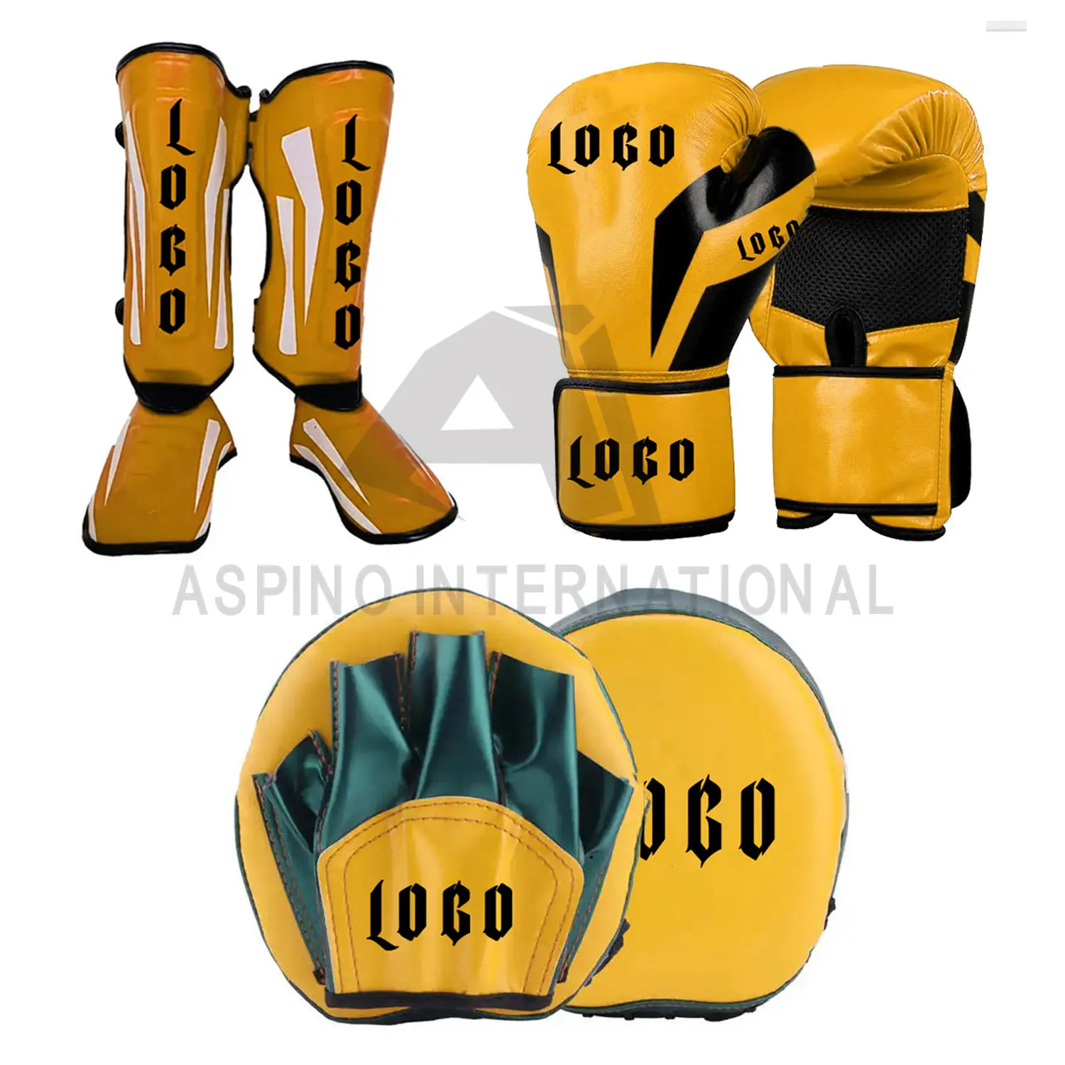 High Quality Professional Winning Boxing Sparring Set Cup Set with Focused Shin Pads Stretch Gloves Direct Factory Manufacturers