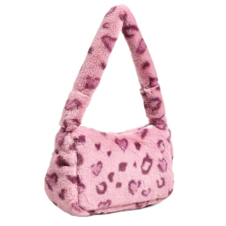 Fashion Pattern Soft Purses And Handbags Shoulder Plush Fluffy Tote Bag For Ladies