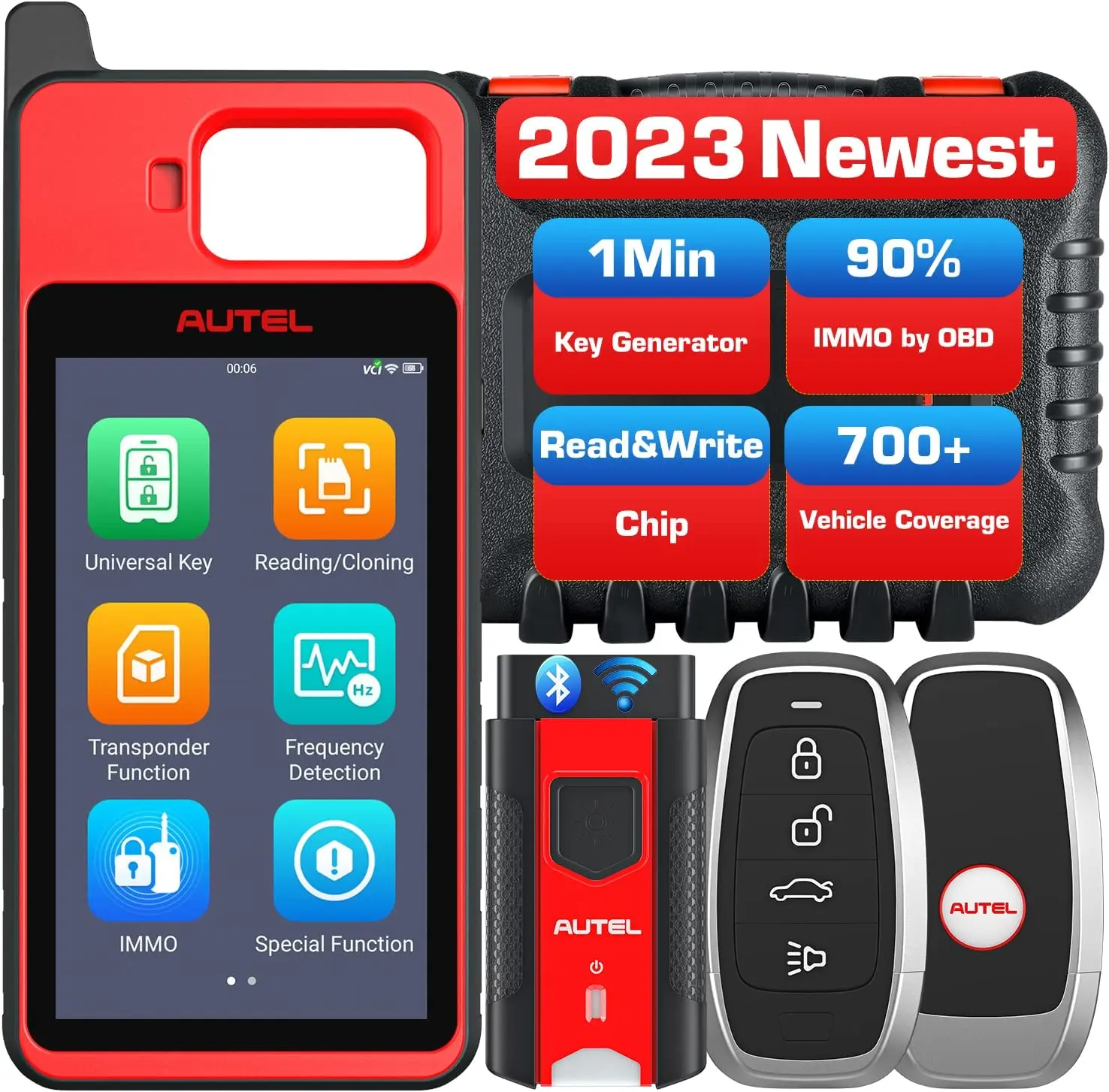 2023 New Alternative IMMO Key programmer Wireless Autel MaxiIM KM100 (E) Key Fob Programming Tool with 2 Blank Ikeys