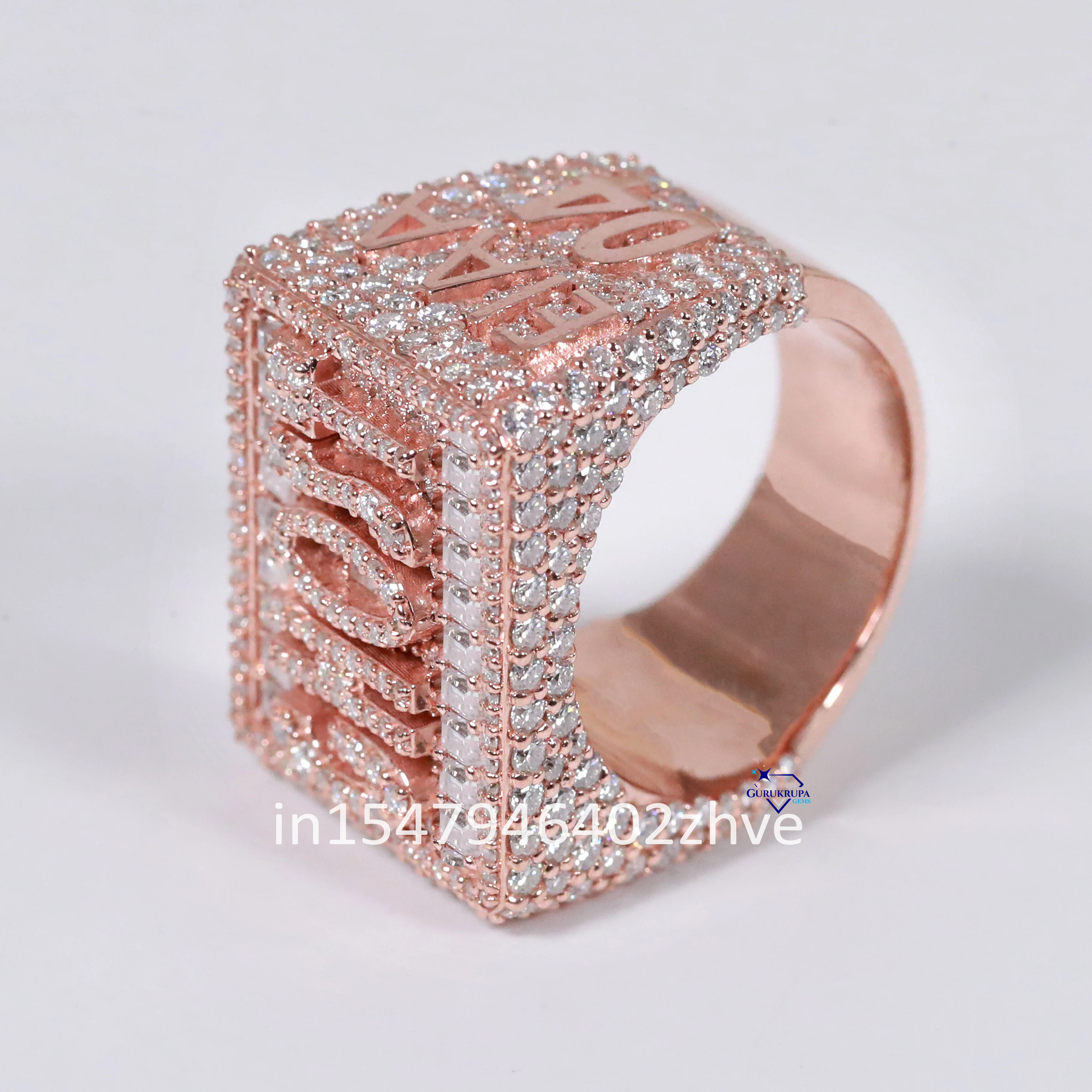 Dazzling Custom 925 Sterling Silver Moissanite Round And Baguette Cut Diamond Ring In VVS Clarity Best Jewelry For Rapper