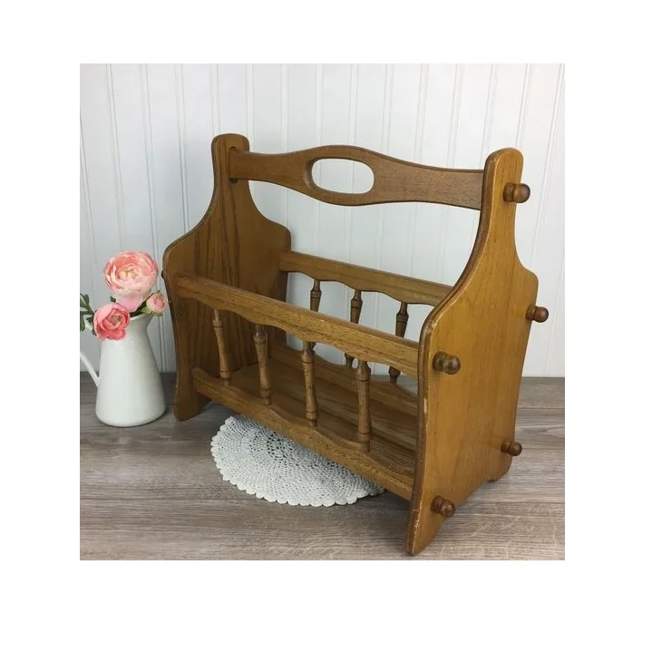 Home Decorative Freestanding Desktop Wooden Magazine Rack Holder Display Stand Book Organizer Modern Newspaper Stand