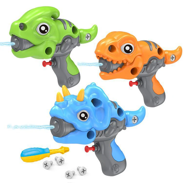 New Arrivals DIY Assembly Dinosaur Water Gun Toys 2 IN 1 Puzzle Mini Manual Dion Water Gun Summer Outdoor Splash Shooting Toy