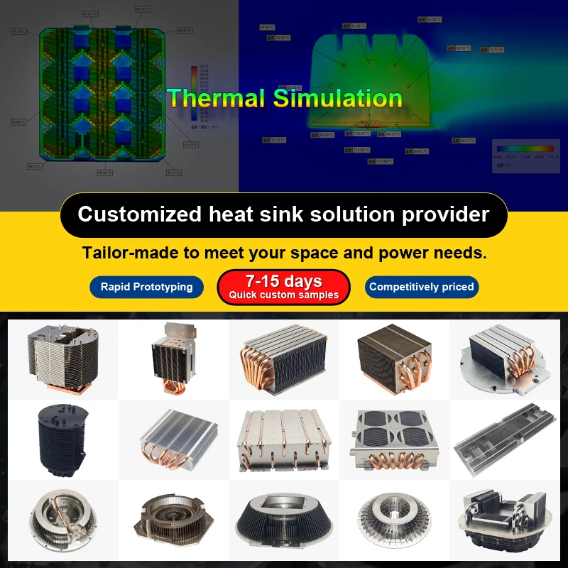 Xinhao OEM Custom High-Power Laser Light CNC Aluminum Plate Heat copper Pipe with Zippered Fins for LED Heat Sinks