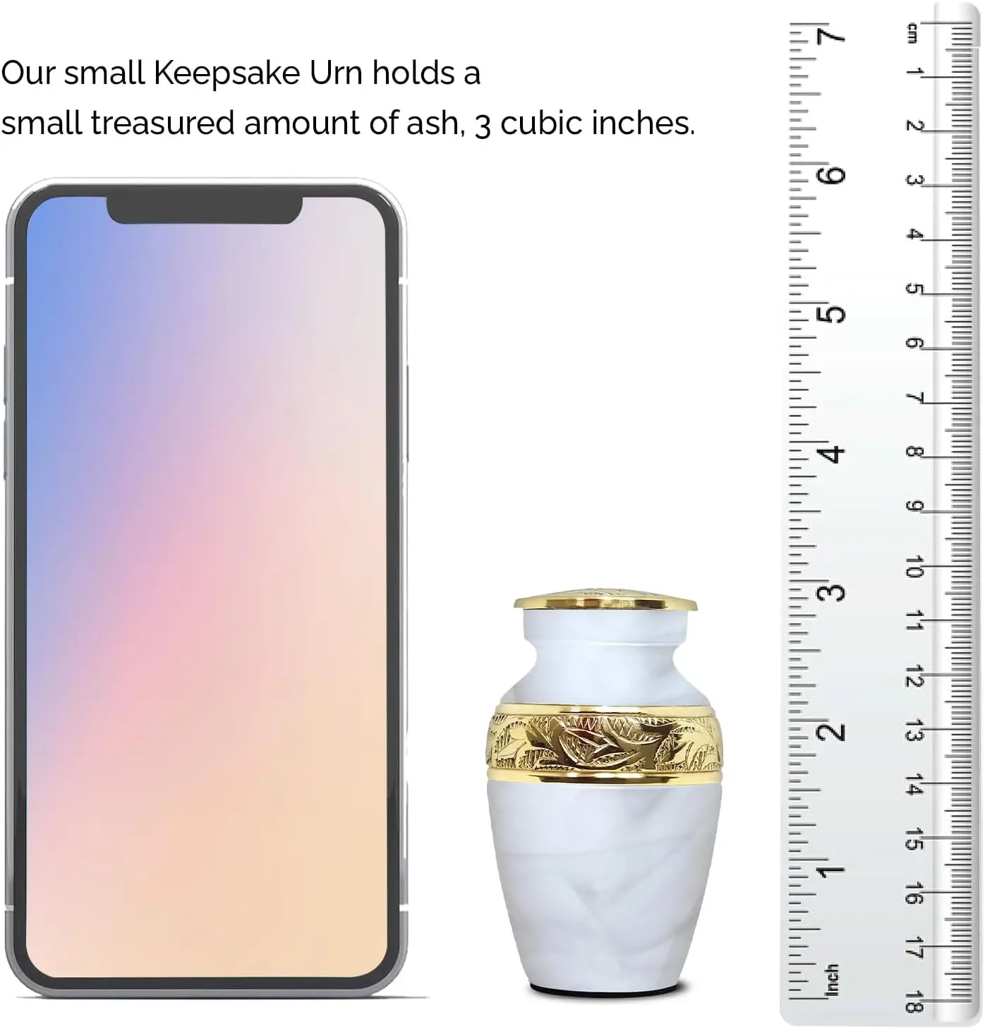 White Brass Keepsake Cremation Urn for Ashes , Hand Engraved Metal Mini Urn with Special Box Wholesale Funeral Urns Manufacturer