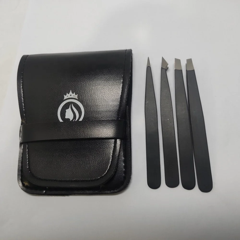 Tweezers Set - Professional Stainless Steel Slant Tweezers for Eyebrows Eyelashes