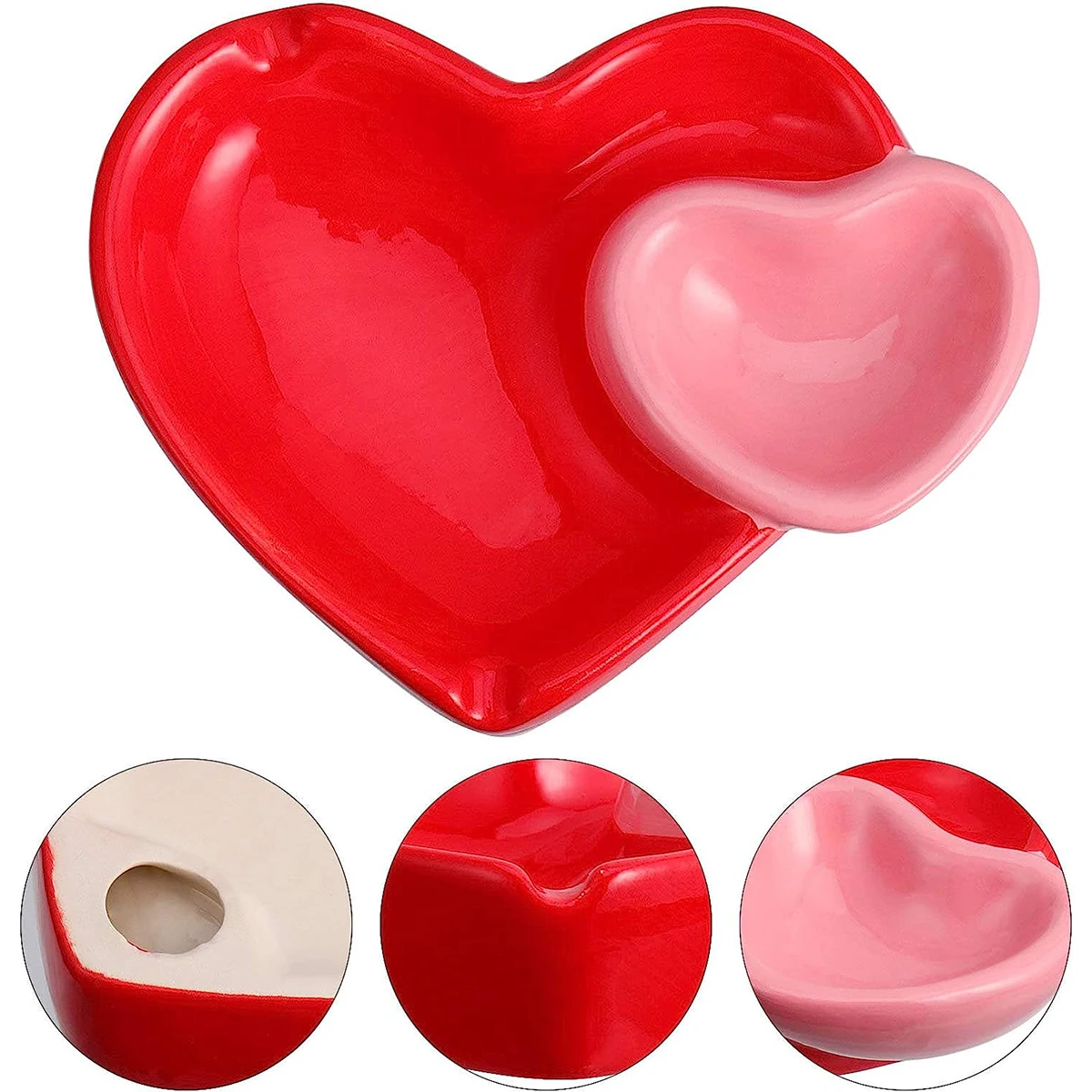 Custom Wholesale Cigarette Ashtrays Decorative Red Pink Heart Shape Ceramic Ashtray Multi- Function Cigarette Accessories