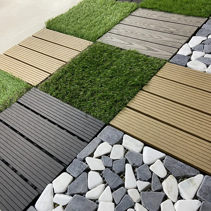 garden outdoor floor tile wpc flooring wood texture decking 300 x 300 x 22 mm wood fiber+HDPE WPC DIY interlock deck tile