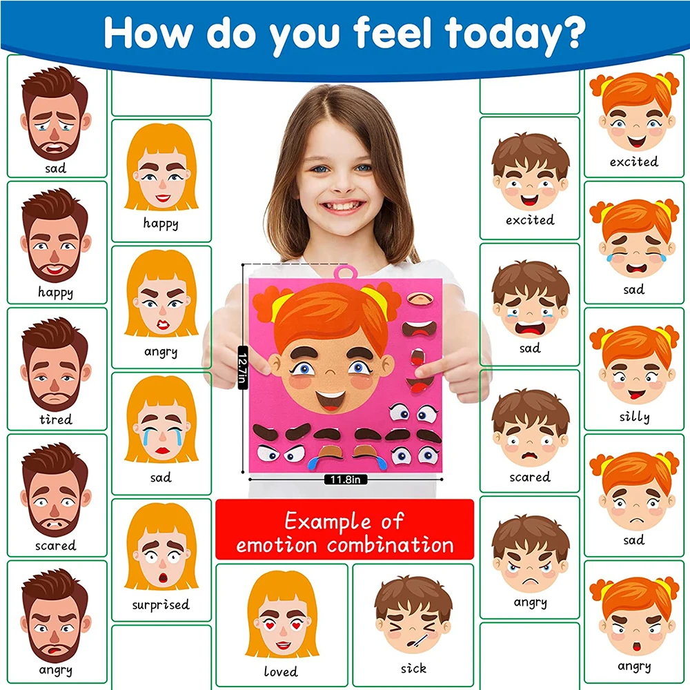 cheap kids educational toys Multiple Facial Expressions toys Felt Face Board for Social Emotional Learning Activities toys