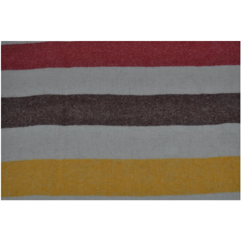 BLUE PHOENIX wool blanket throws multiple color horizontal vintage stripes luxury cozy soft whipstitch  for couch