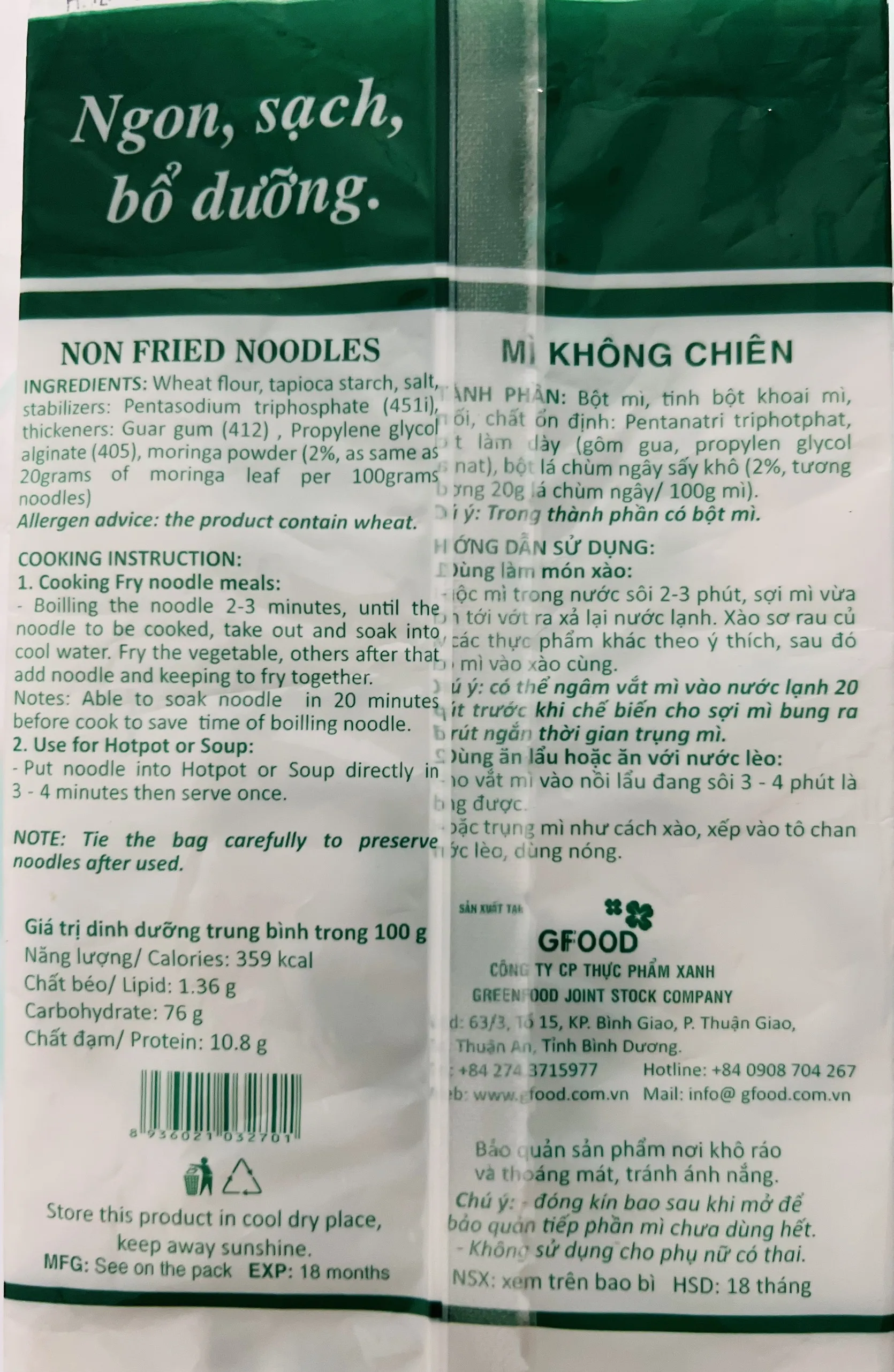 Top Selling  MORINGA NOODLES 280g instant noodle best price  Viet Nam ISO 22000 -2018 Manufacturer from Vietnam