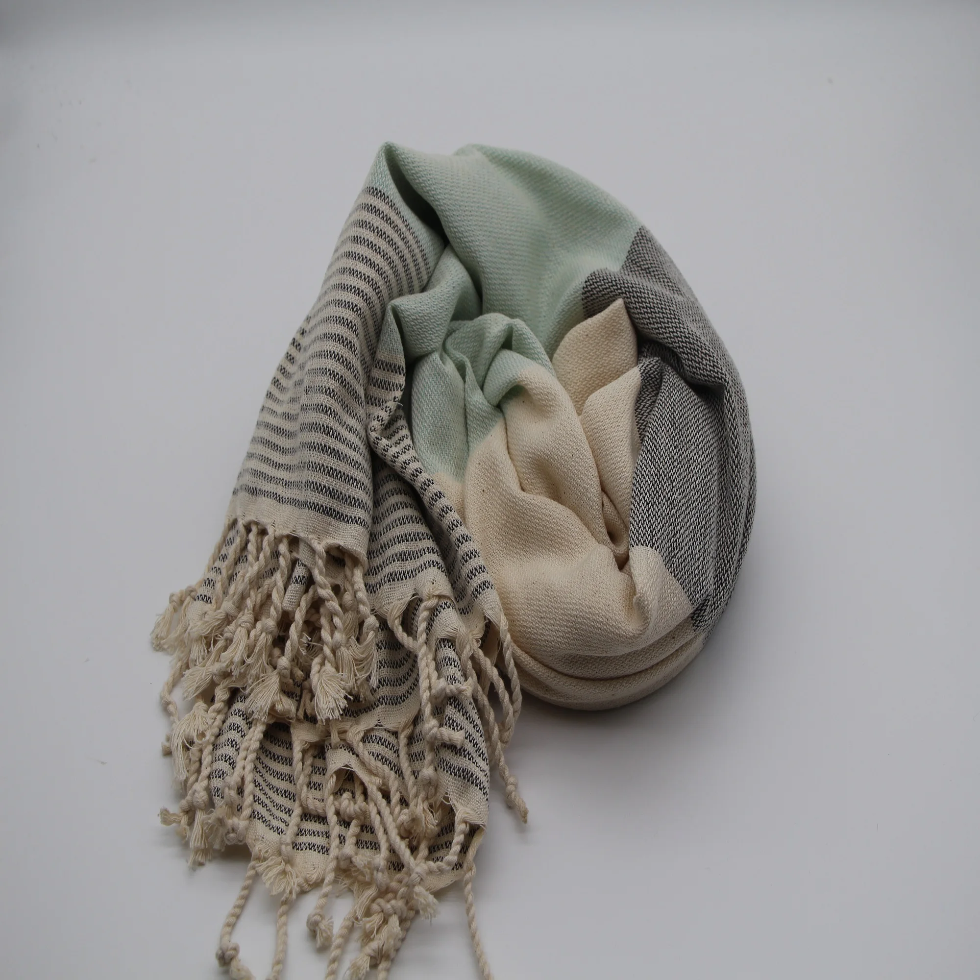 Estel Wholesale Thick Stripy New Beach Spa Bath Towel From Turkey Hisar Towel 100 x 180 cm Mint and Black