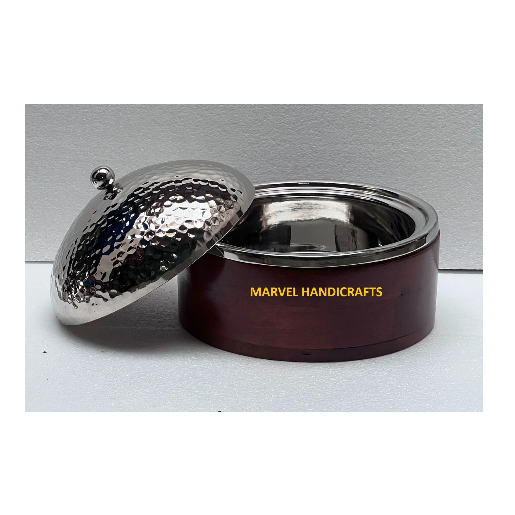 High Quality wood dinnerware Serving casseroles stainless steel Food Warmer hotpot handicraft Serving casserole cookware sets