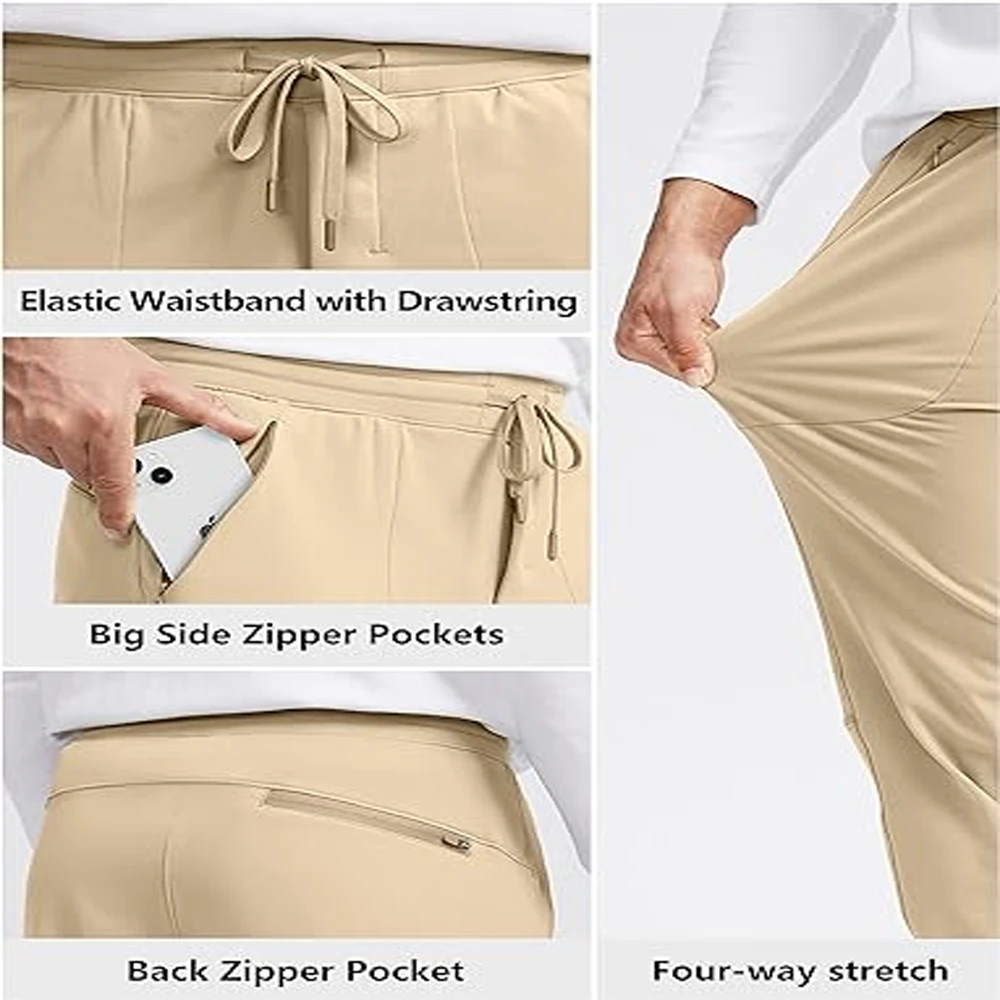 Workout Jogger Sweatpants for Men with Zipper Pocket and Drawstring Warm Pants