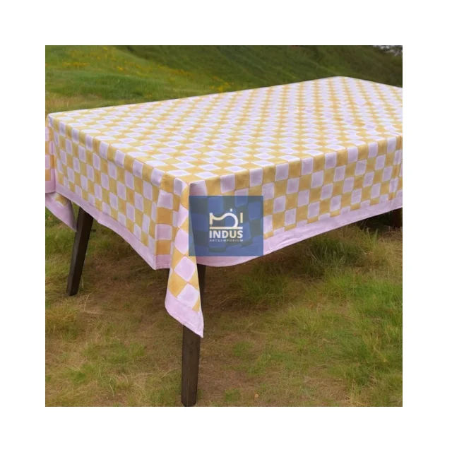 Checks hand block printed cotton table cloth Beautiful Hand Block Printed Cotton Table cover table cloth for event wedding