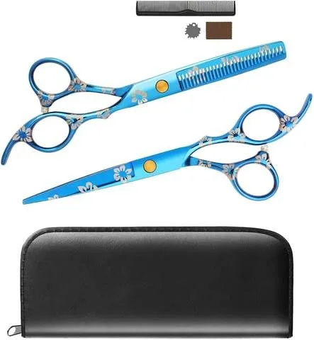 Hot Sale 2 PCS Hair Cutting Scissors Set Professional Hair Cutting , Thinning Scissors And Comb With Leather Case