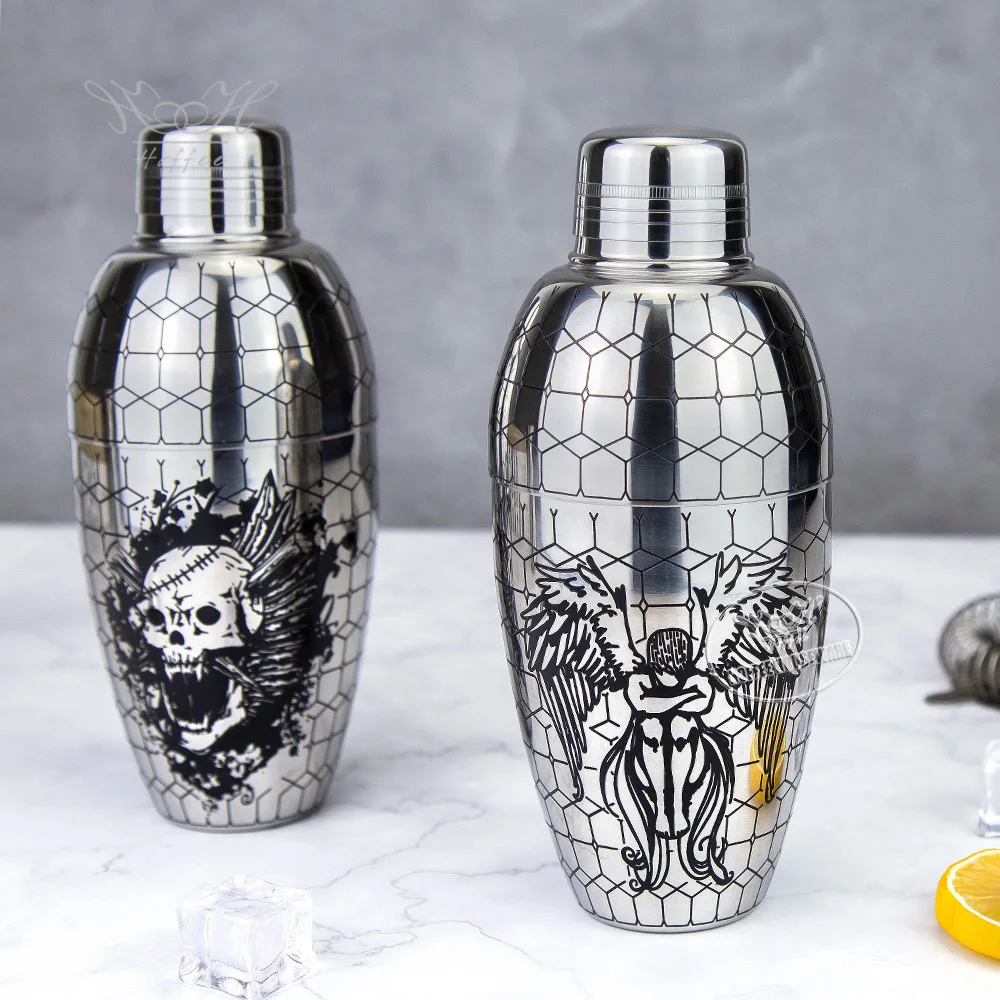 Винтажный шейкер для коктейлей с гравировкой на 550 мл 18/8 из нержавеющей стали аксессуары бармена японский коктейльный миксер барный