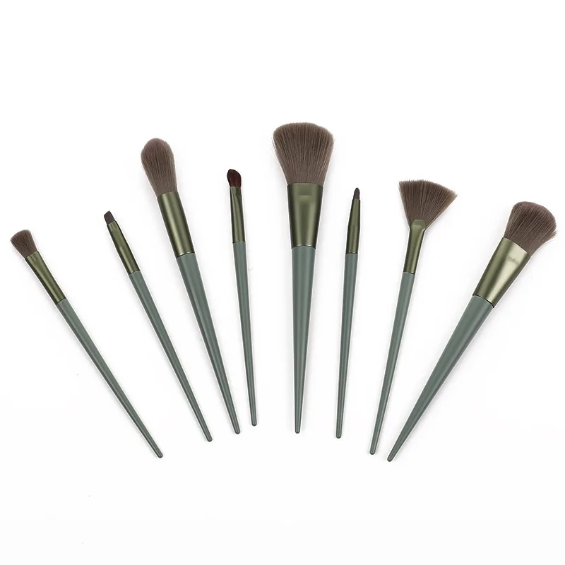 Wholesale private label 8 pcs horse hair makeup brush set beginners full set of loose powder brush blush brush beauty tools
