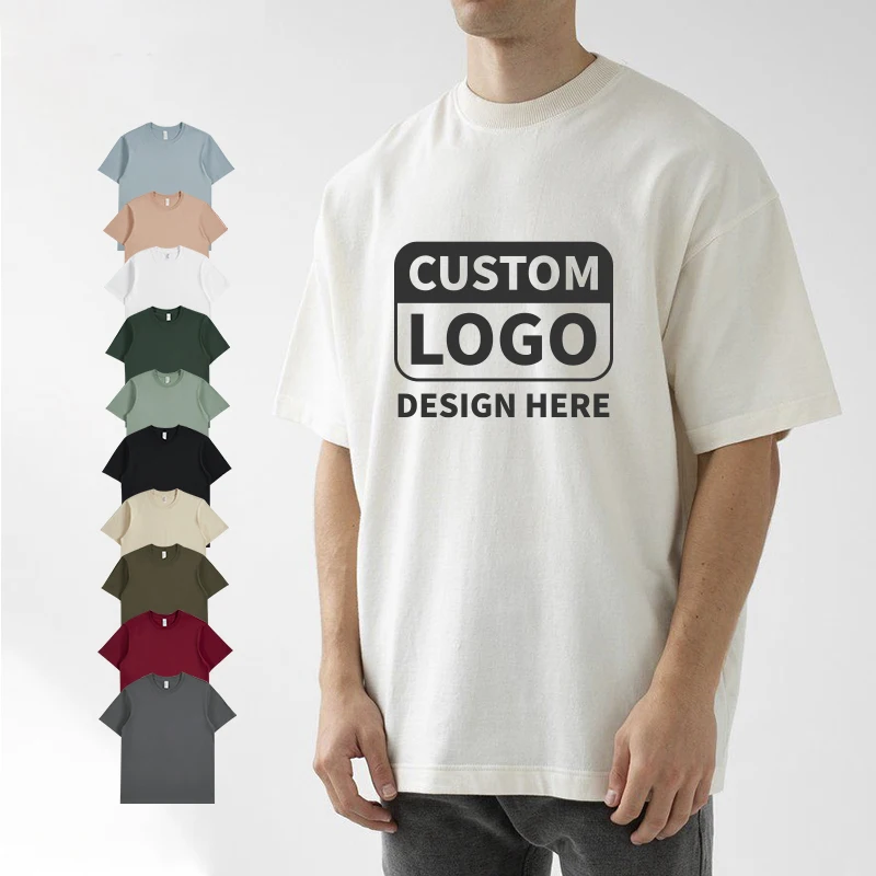 Custom High Quality Printing Heavy Weight T Shirt for Men Blank Cotton Street Wear Tshirt Oversized Drop Shoulder T-shirt