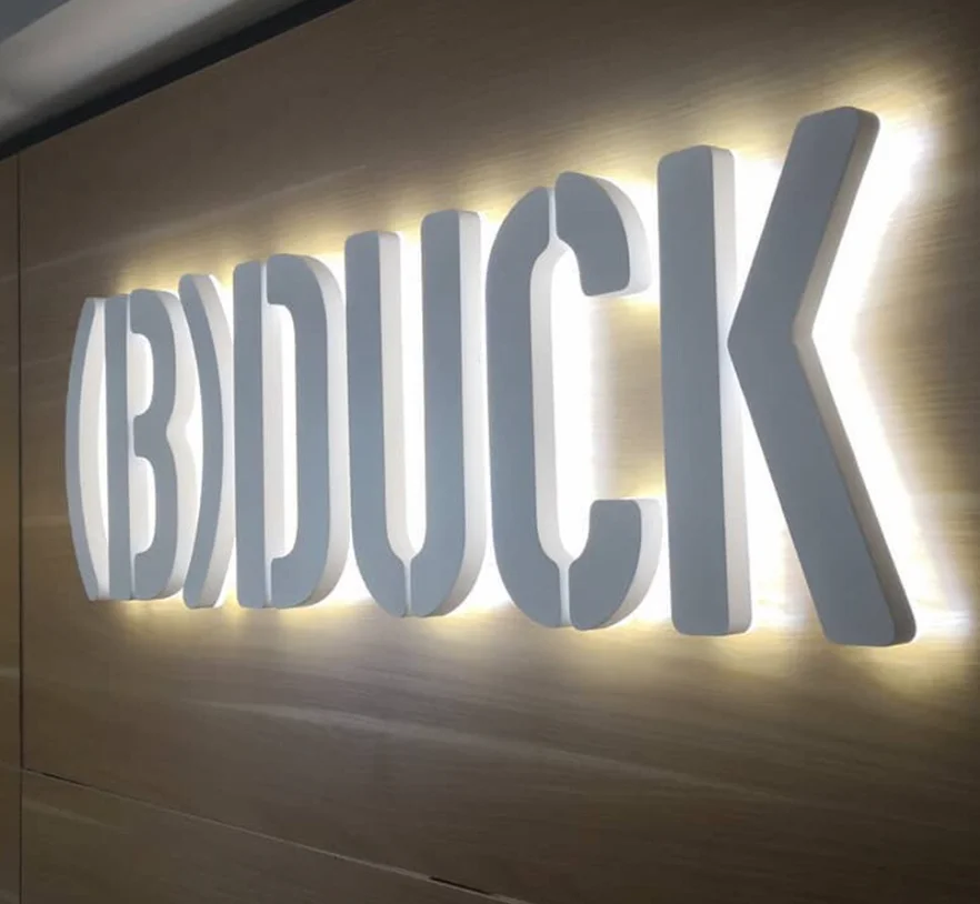 Wall Decor Illuminated Custom Logo Sign 3D Backlit Metal  Logo Sign for Business