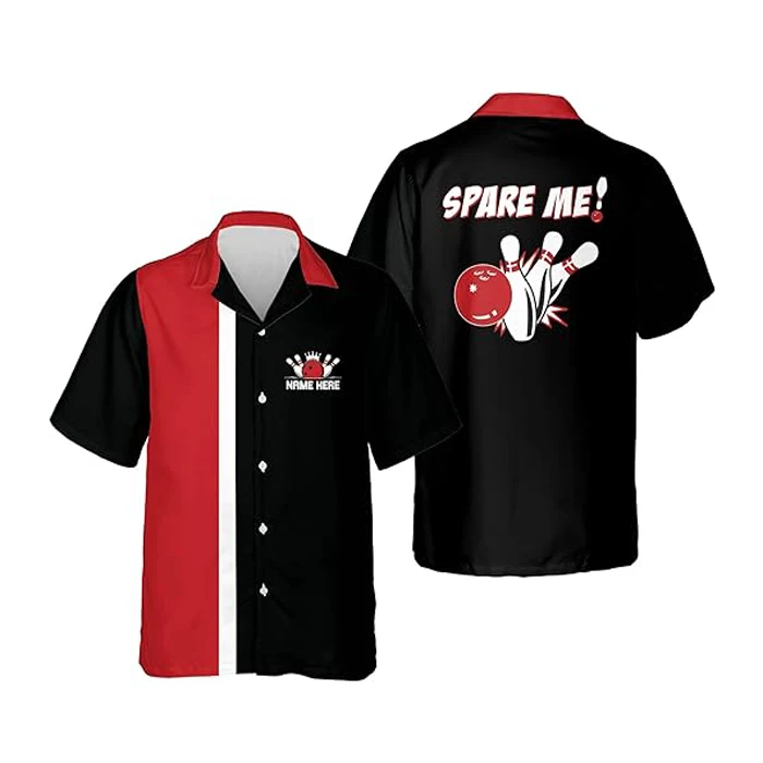 Custom Funny Bowling Shirts with Name Retro, Vintage Bowling Button-Down Short Sleeve Hawaiian Shirt Bowling for Men