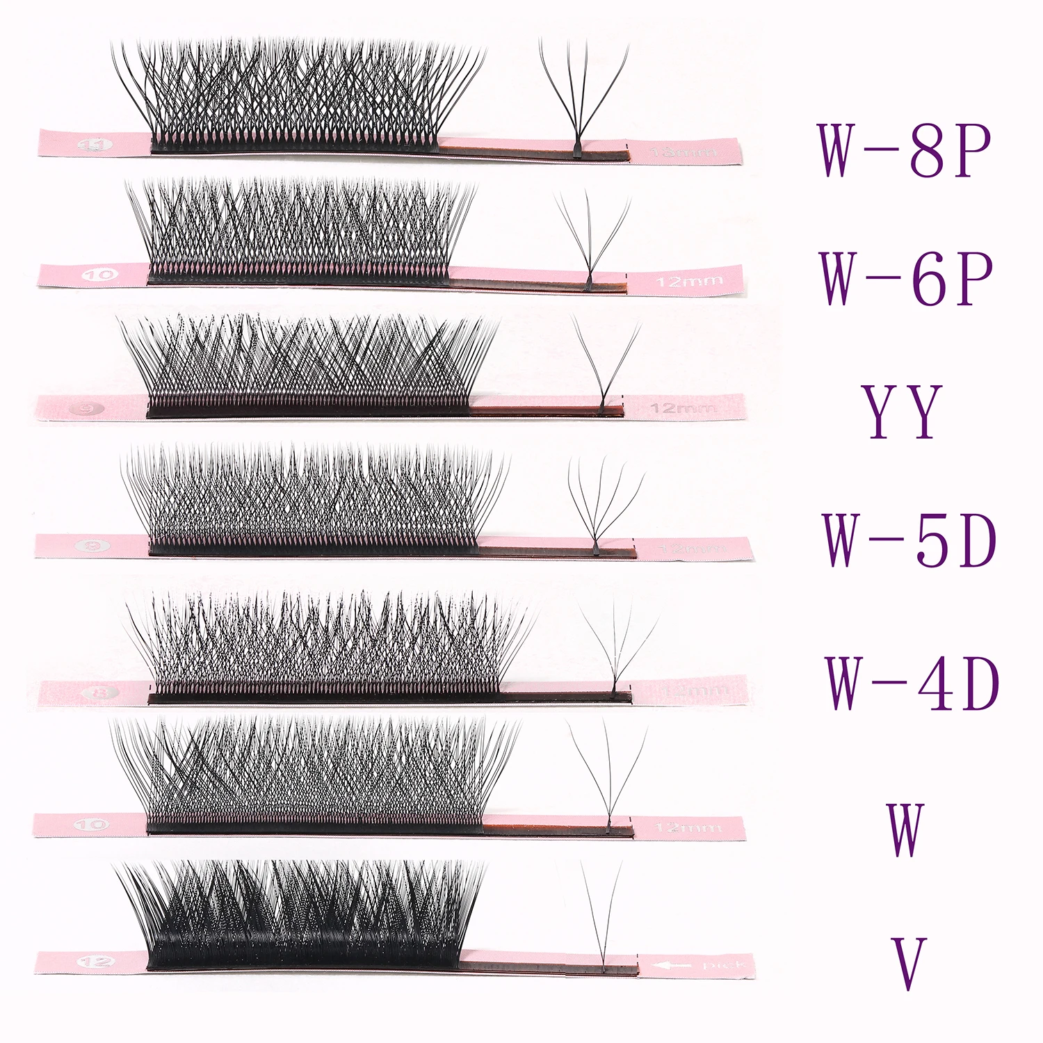 Hot Selling Beauty Korea pbt natural long softness black YY shape Eyelash extension