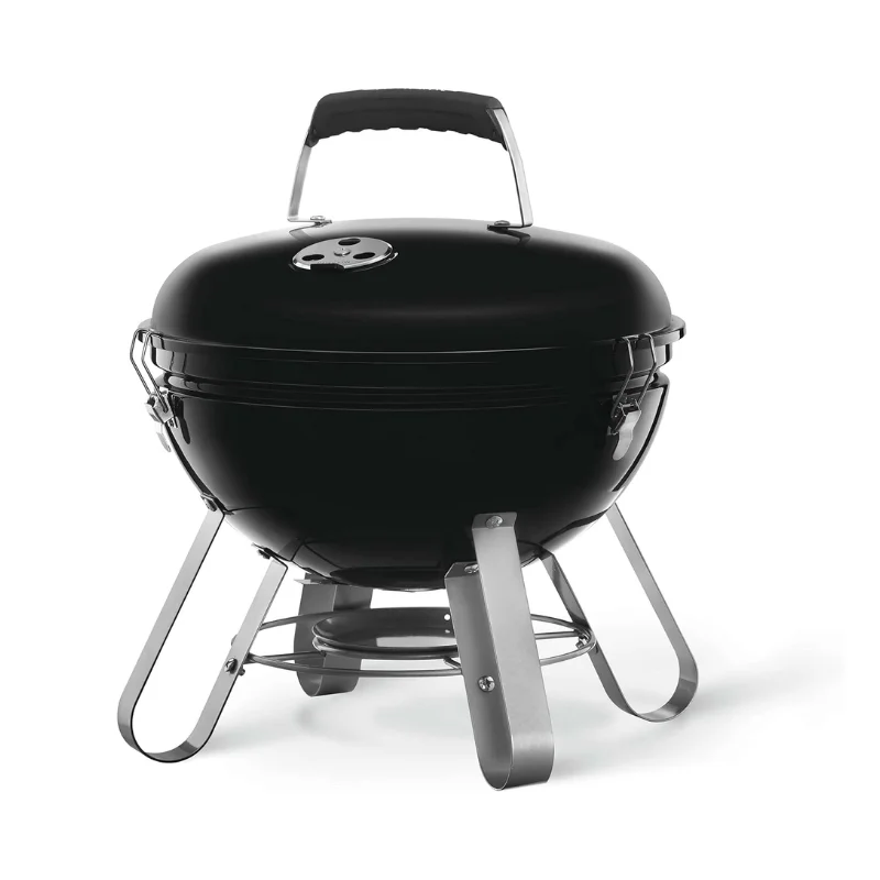 BEST SELLER  14-Inch Portable Charcoal Kettle Grill, Black Porcelain Enamel, Cool Touch Handle, Locking Lid, Easy Clean