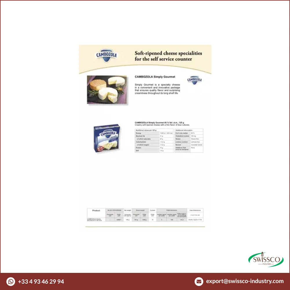 Best Quality Cambozola Simply Gourmet Soft Ripened Blue Cheese Available for Export