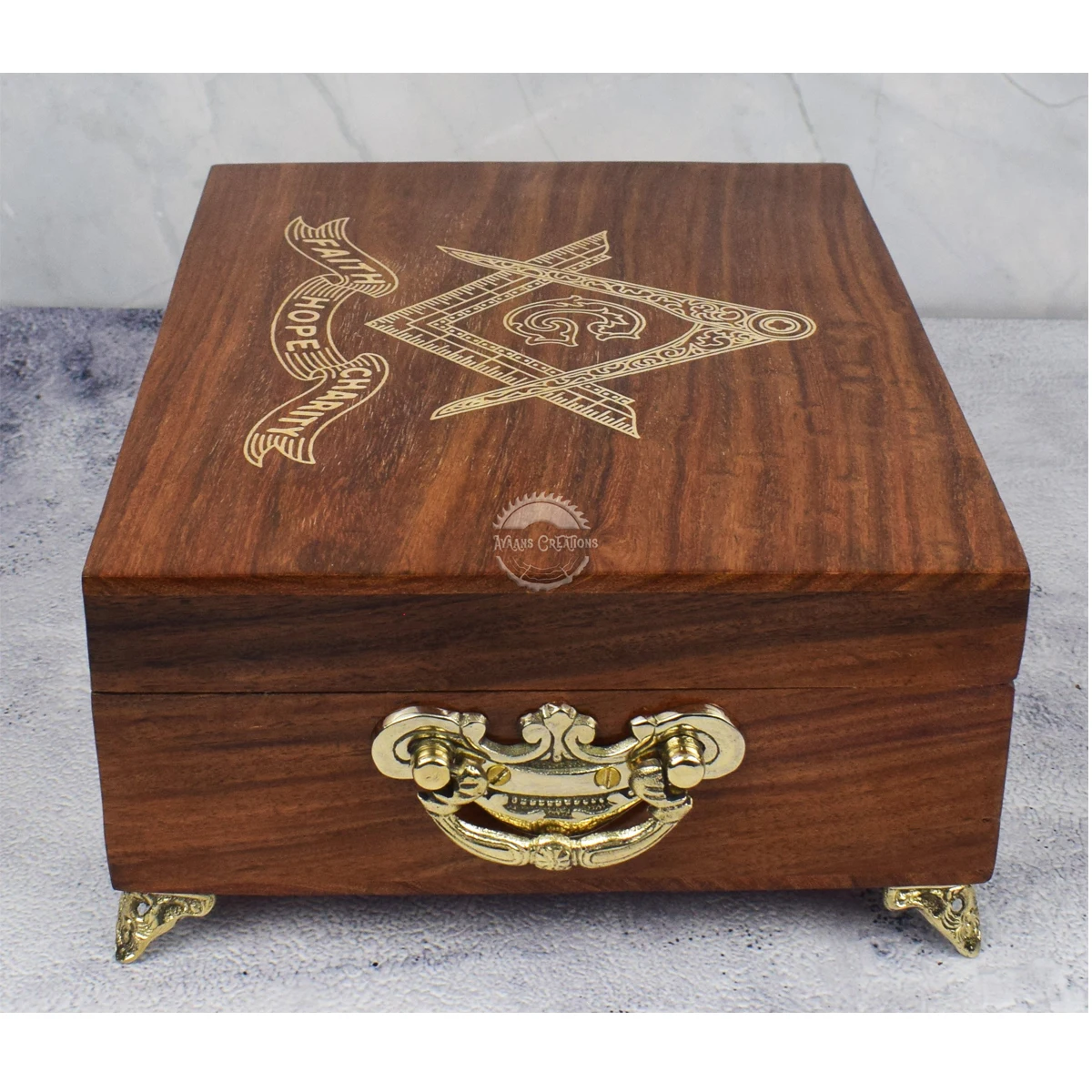 Luxury Roosewood Wooden Masonic working Tools set Wooden Wooden-Plumb-Square-and-Rule-with Golden Trowel with THE MASON LOGO