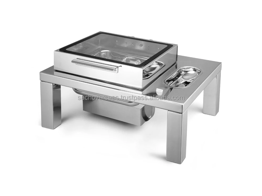 premium quality new fashion round black chafing dish with designer chafer stand  for restaurant and hotel use