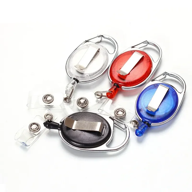 Durable Yoyo ID Card Badge Holder Keychain Carabiner Retractable Badge Reel With Back Clip