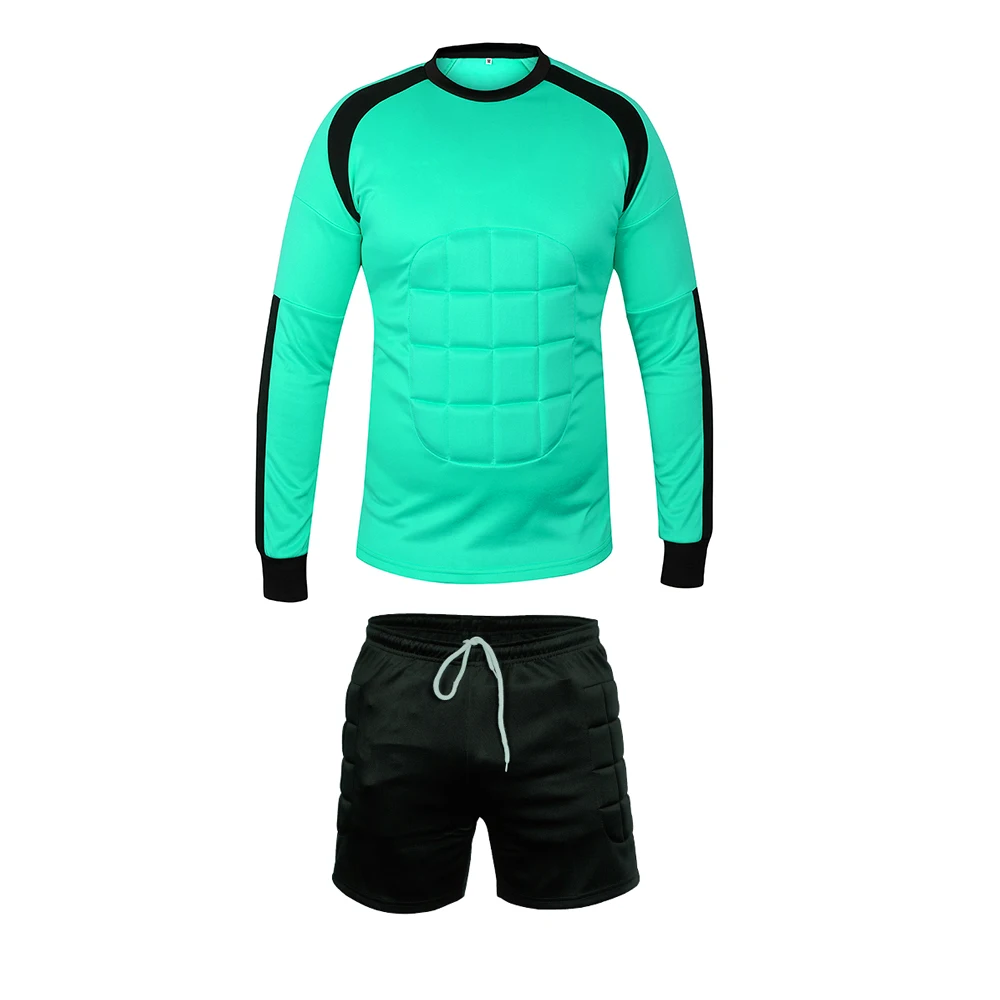 New Long Sleeve Pant Football Goalkeeper Padded Jersey Sports Soccer Wear Long Sleeve Goalkeeper Uniform Set