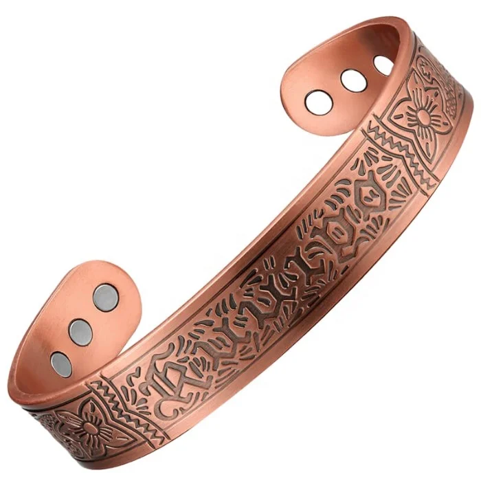 Copper Bracelet For Men Enhanced Magnetic Bracelets For Men With 3500 Gauss Magnets Pure Copper Jewelry Adjustable Cuff Bangle