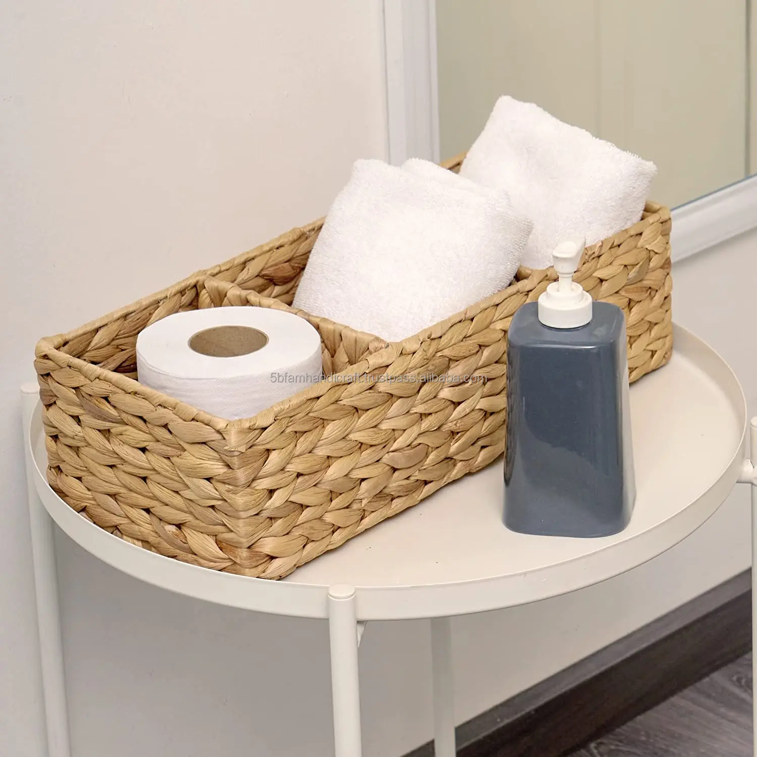 From Vietnam Wholesale Hand-Woven Water Hyacinth Storage Baskets With Divider Wicker Baskets for Shelves
