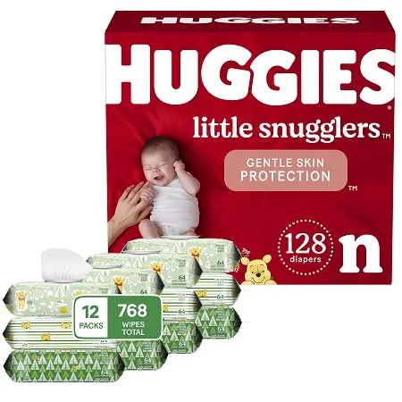 Huggies Little Snugglers Baby Diapers, Size 1 (8-14 lbs), 84 Ct, Newborn Diapers