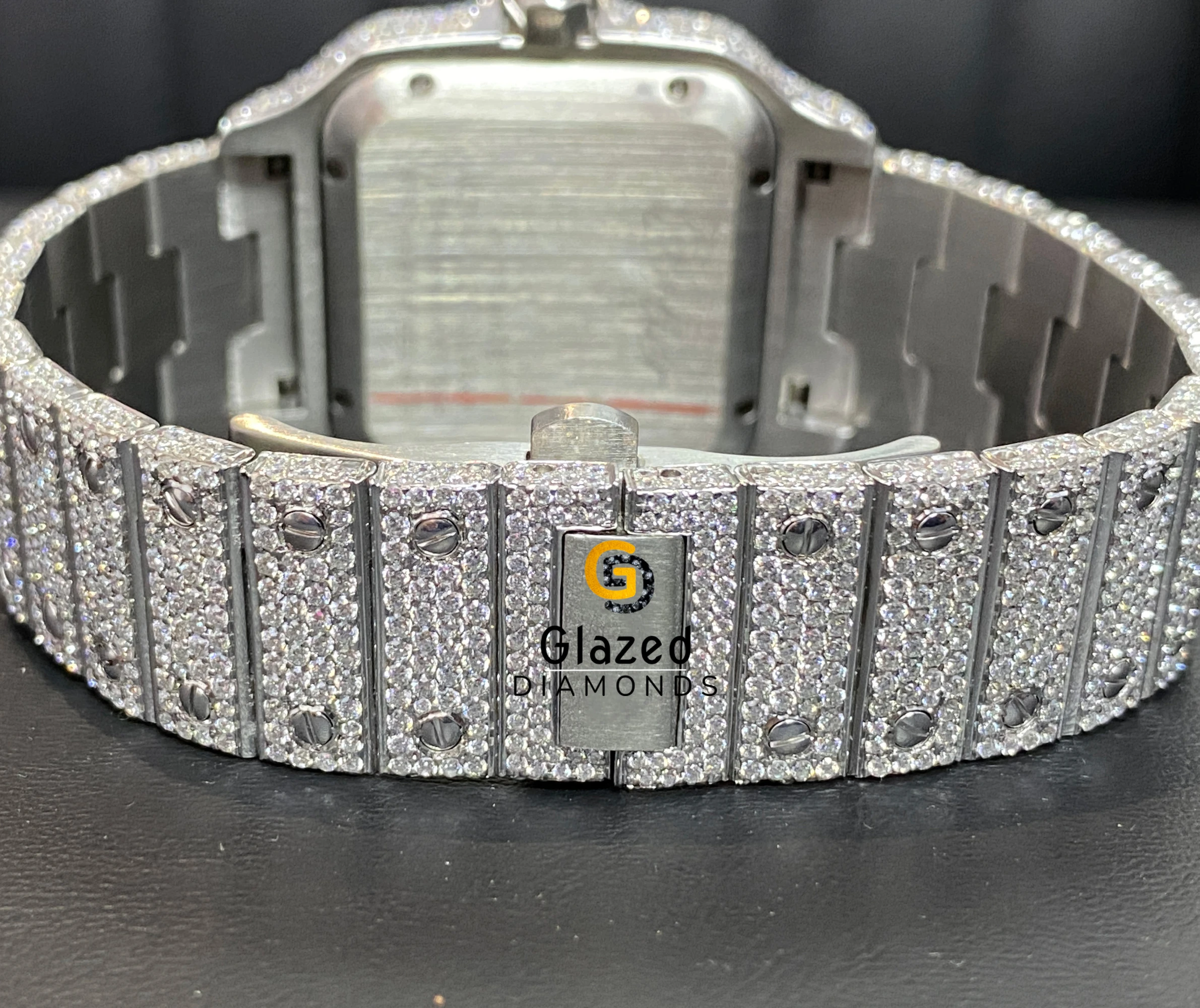 Fancy New Moissanite Watch Fully Iced Out By Round Cut Diamonds In Stainless Steel For Enhancing Mens Wrist Beauty