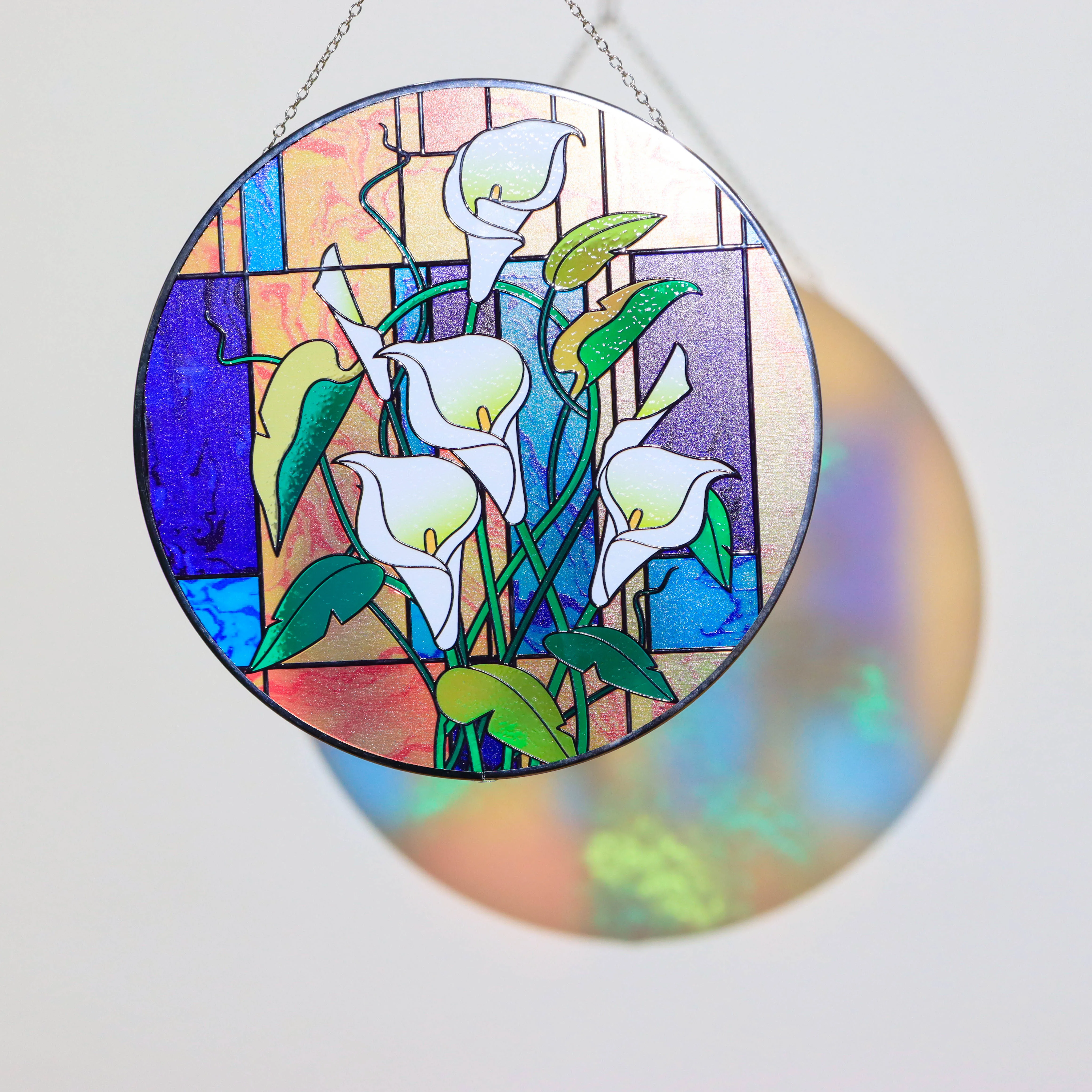 Custom 12-Inch Round Stained Glass Suncatcher - Brilliant Colors and Mesmerizing Light, Ideal Window Decoration
