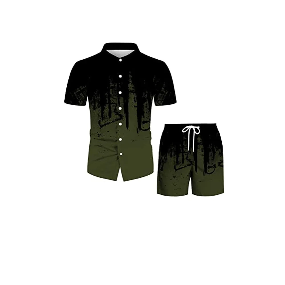 Custom Print New Hawaiian Beach Wear Men sets Shorts Set men tow pieces sets for men