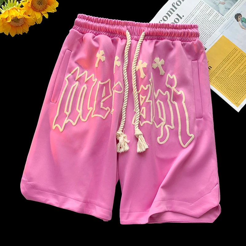 Men Summer 100% Cotton Gym Running French Terry Sweat Shorts for Men Streetwear Custom Puff Print Basketball Shorts