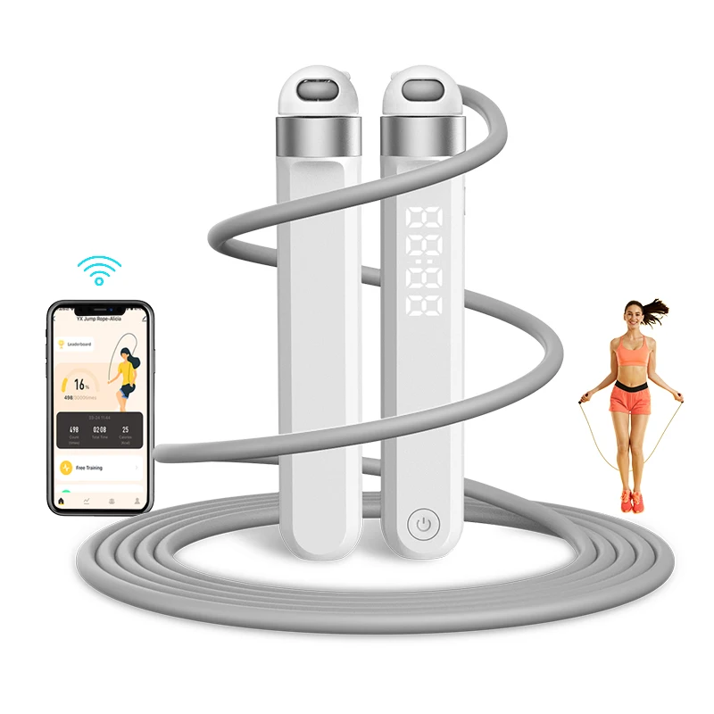 wholesale fitness electronic digital counting pvc adjustable jumpng rope smart jump rope with app calorie counter